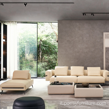 Set di divani sezionali in pelle moderna in pelle europea